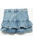 Pamuklu Fırfır Detaylı Katlı Cepli Mini Denim Etek 2