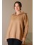 Geniş Yaka Fermuarlı Camel Triko Kadın Kazak 6078-2K5 1