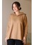 Geniş Yaka Fermuarlı Camel Triko Kadın Kazak 6078-2K5 2