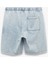 Beli Bağcıklı Cep Detaylı Bermuda Oversize Jean Şort 5