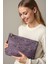 Mor Simetrik Bohem Desenli Clutch Portföy Çanta 1