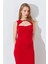 Kadın Kırmızı Önü Pencere Detaylı Elbise 5