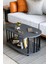 Modern Oval Orta Sehpa Çift Katlı Metal Ayaklı Salon, Ofis, Dekoratif Sehpa, Kahve Sehpası 3