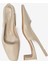 Krem Cilt Küt Burun Kadın Topuklu Ayakkabı 7