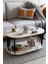 Modern Oval Orta Sehpa Çift Katlı Metal Ayaklı Salon, Ofis, Dekoratif Sehpa, Kahve Sehpası 1