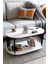 Modern Oval Orta Sehpa Çift Katlı Metal Ayaklı Salon, Ofis, Dekoratif Sehpa, Kahve Sehpası 1