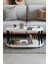 Modern Oval Orta Sehpa Çift Katlı Metal Ayaklı Salon, Ofis, Dekoratif Sehpa, Kahve Sehpası 2