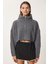Kadın Oversize Fermuarlı Crop Triko Kazak 1