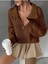 Kadın Oversize Fermuarlı Crop Triko Kazak 5