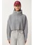 Kadın Oversize Fermuarlı Crop Triko Kazak 1