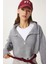 Kadın Oversize Fermuarlı Crop Triko Kazak 3