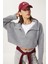 Kadın Oversize Fermuarlı Crop Triko Kazak 4