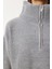 Kadın Oversize Fermuarlı Crop Triko Kazak 5