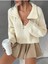 Kadın Oversize Fermuarlı Crop Triko Kazak 4