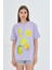 Kadın Limon Baskılı Lila Oversize Yazlık Tişört Squeeze The Day 1