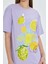 Kadın Limon Baskılı Lila Oversize Yazlık Tişört Squeeze The Day 3