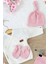 Kız Bebek Beyaz Natural % 100 Pamuk Kumaş 5 Li Hastane Çıkışı Seti STL6999 2