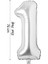 Folyo Balon 1 Rakamı Helyum Balon 76 cm Gümüş Renk - 1 Yaş Balonu - 1 Rakam Balon - 34 Inch 1