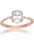 Gümüş Yüzük - 1,10 CT Oval 0,12 CT Pırlanta(Signity)Taşlı Kadın İhtişamı 925 Gümüş Ayar Evlilik Teklifi Yüzüğü 1