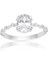 Gümüş Yüzük - 1,10 CT Oval 0,12 CT Pırlanta(Signity)Taşlı Kadın İhtişamı 925 Gümüş Ayar Evlilik Teklifi Yüzüğü 1