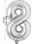 Folyo Balon 8 Rakamı Helyum Balon 76 cm Gümüş Renk - 8 Yaş Balonu - 8 Rakam Balon - 34 Inch 1