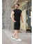 Siyah Basic Erkek Yırtık Detaylı Şort T-Shirt Takım E7319 1