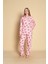 Kadın Desenli Uzun Kol Gömlek Pijama Takımı 2