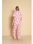Kadın Desenli Kısa Kol Gömlek Pijama Takımı 3