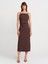 91479 Büzgülü Midi Elbise-Kahve 1