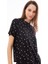 Premium Yazlık Şortlu Kadın Pijama Takımı Siyah Kalp Desenli Yumuşak Dokulu Bisiklet Yaka Kısa Kollu 5