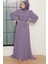 Düğme Detaylı Açık Lila Tesettür Elbise 2703ALILA 1