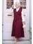 Bordo Tesettür Etekli Ikili Takım 75471BR 2