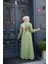 Düğme Detaylı Fıstık Yeşili Tesettür Elbise 2703FY 4
