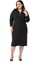 Büyük Beden Yakası Fermuar Detaylı Torba Cepli Truvakar Kol Midi Siyah Elbise 1