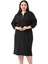 Büyük Beden Yakası Fermuar Detaylı Torba Cepli Truvakar Kol Midi Siyah Elbise 2