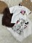 Kız Çocuk Mickey Minnie Mouse Figürlü Sırt Baskılı Beli Lastikli Pamuklu Kumaş Yarım Biker Taytlı Ikili Takım 1
