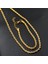 Çelik Takı Seti Bileklik Kolye Ince Burgu Zincir Model 4 mm Kalınlık 18-55 cm Uzunluk Altın Sarısı Gold 5