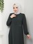 Yarım Pileli Bel Nakışlı Tam Boy Kadın Ferace 2