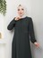Yarım Pileli Bel Nakışlı Tam Boy Kadın Ferace 5