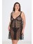 Aria's Closet Büyük Beden Siyah Gecelik 3041 2