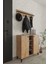 Akasya 2 Kapaklı Ayakkabılık, Vestiyer, Portmanto, Askılık, 90 Cm, Atlantik Çam - Antrasit 3