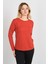 Kadın Tek Cepli Bisiklet Yaka Uzun Kol Bluz 24525 Kiremit 1