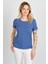 Kadın Kapak Cepli Bisiklet Yaka Kısa Kollu Bluz 4144 Indigo 1