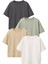 Unisex Basic 4'lü T-Shirt (Beyaz-Küf Yeşili-Bej-Füme) 1