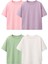 Kız Çocuk T-Shirt 4'lü Set %100 Pamuk Kısa Kol Günlük Tarz 4 Renk Seçeneği 1