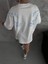 Unisex Bisiklet Yaka Baskılı Oversize T-Shirt - Beyaz 3