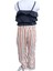 Kız Çocuk Askılı Crop Siyah T-Shirt Çizgili Pantolon İkili Takım 3-4 2