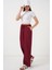Geniş Paça Keten Pantolon 6735 - Bordo 3
