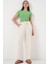 Geniş Paça Keten Pantolon 6735 - Ekru 1