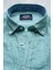 Erkek Tailored Fit Uzun Kol Logo Nakışlı Yıkamalı Pamuk Keten Gömlek Lindy Ls B01.251.709 - Yeşil 3